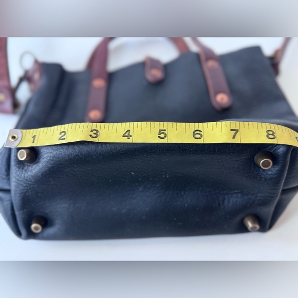 Go Forth Goods Avery Leather Tote Bag Mini Crossbody Color Block - Picture 12 of 15